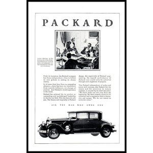 1929 Packard Sedan Antique Car Vintage Print Ad James Monroe Indepence Wall Art